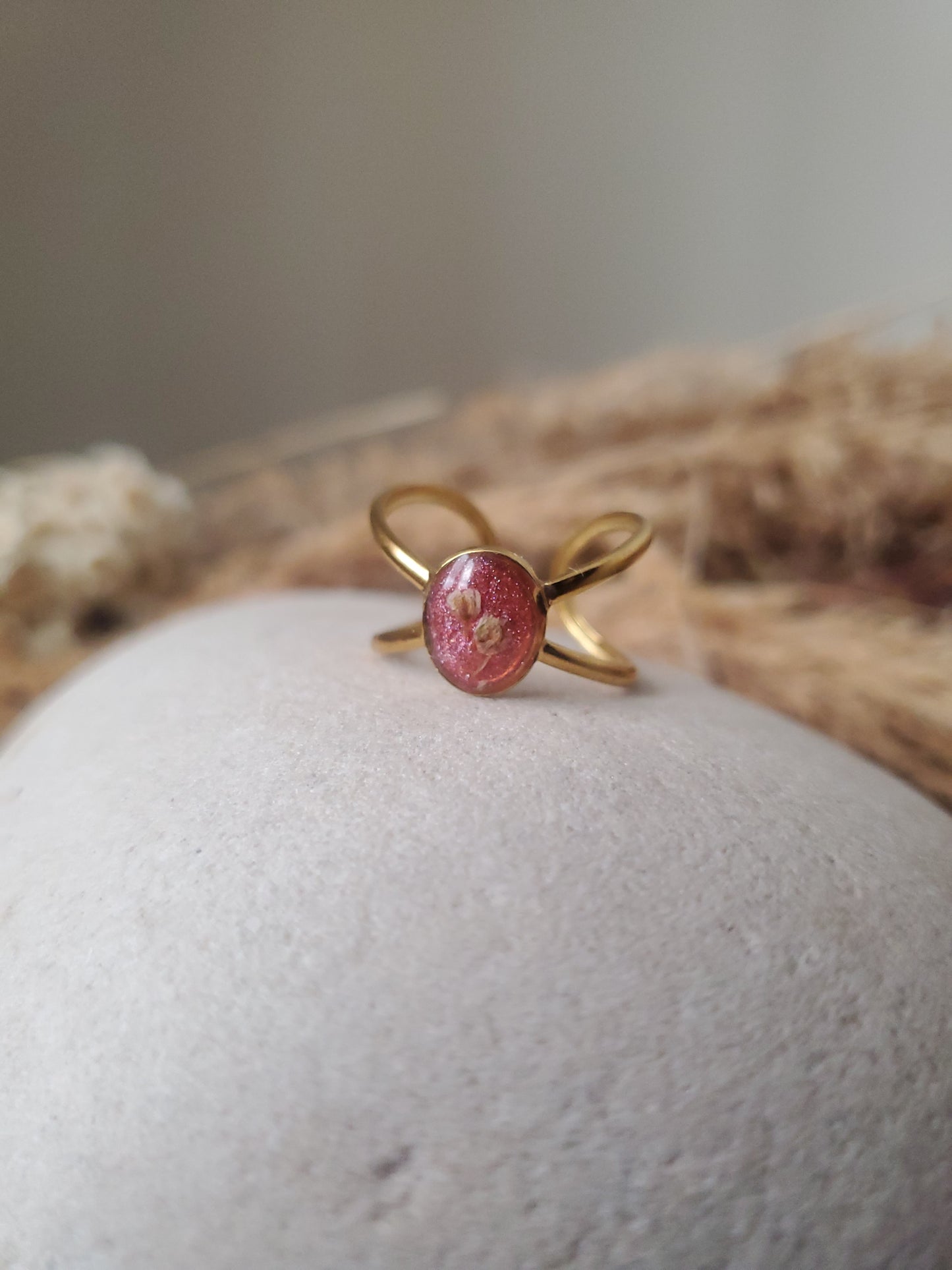 Bague croisée rose