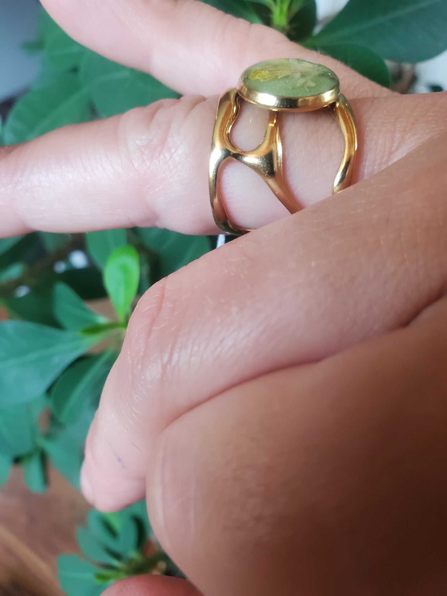 Bague botanique large Vert pistache