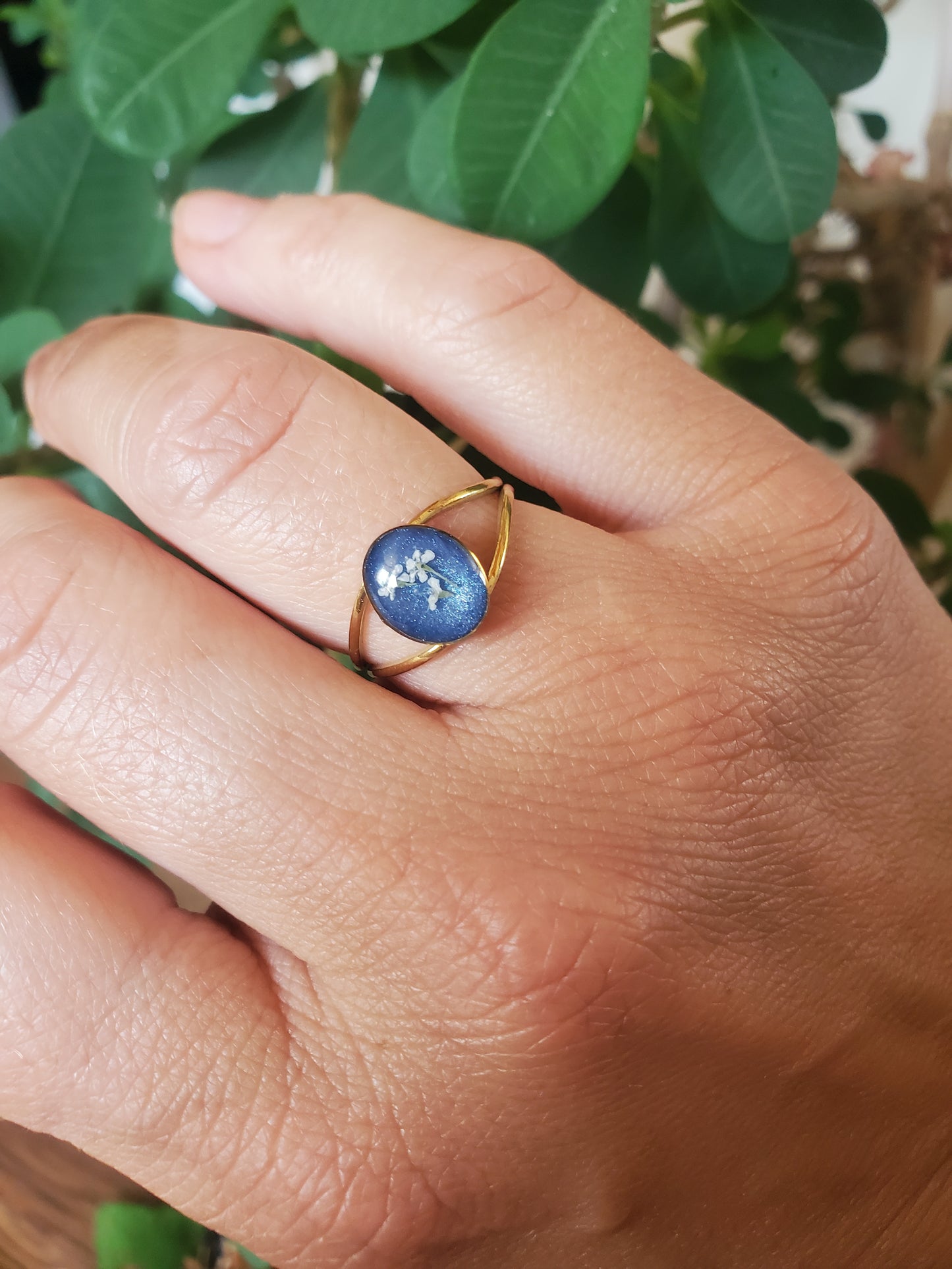 Bague botanique Bleue