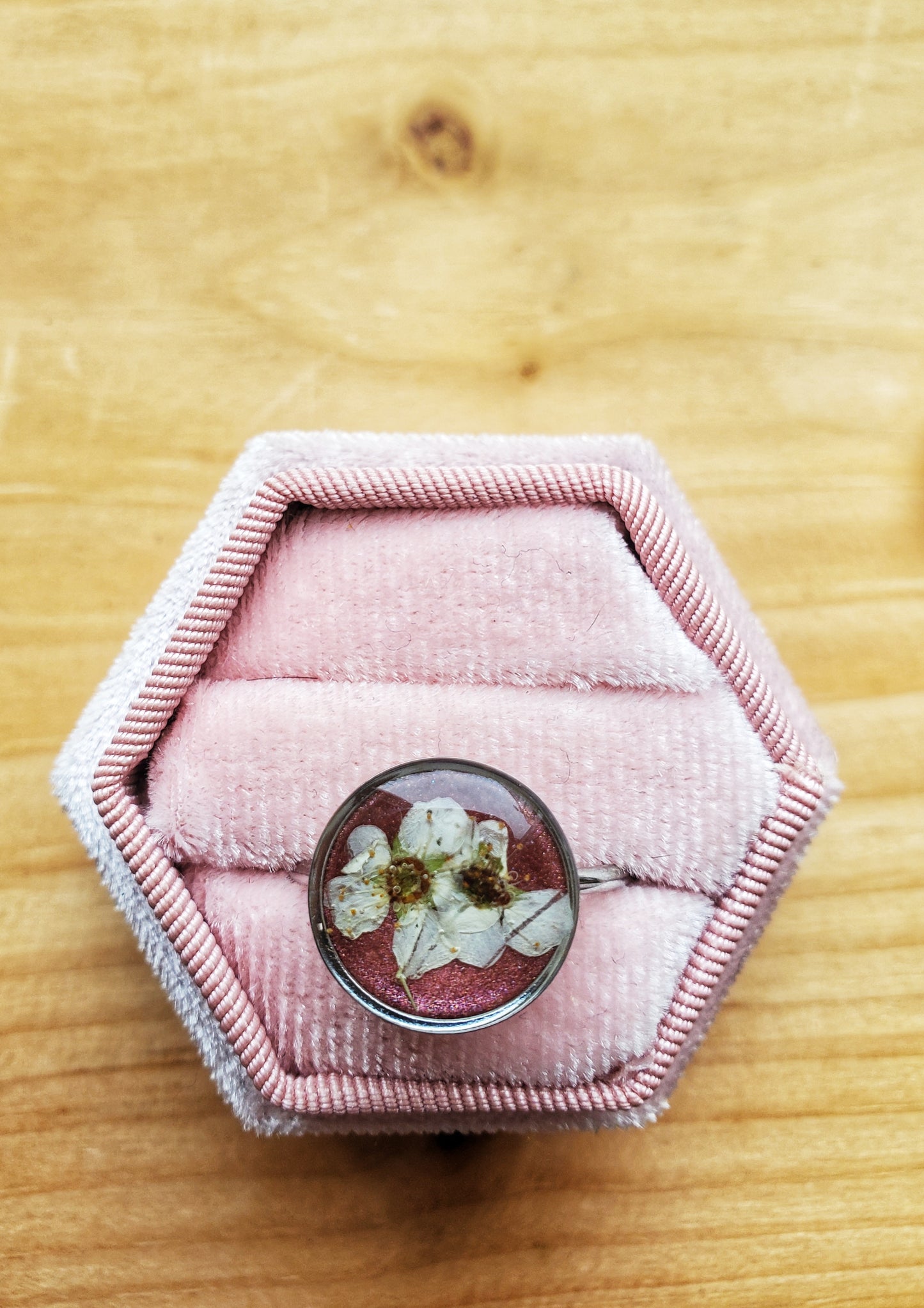 Bague botanique rose/rouge