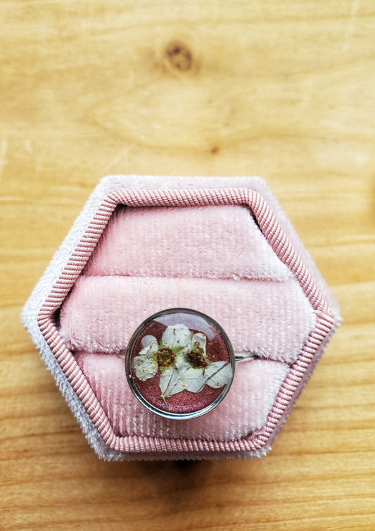 Bague botanique rose/rouge