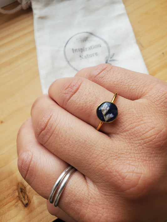 Bague botanique bleu marin