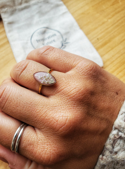 Bague botanique rose pâle