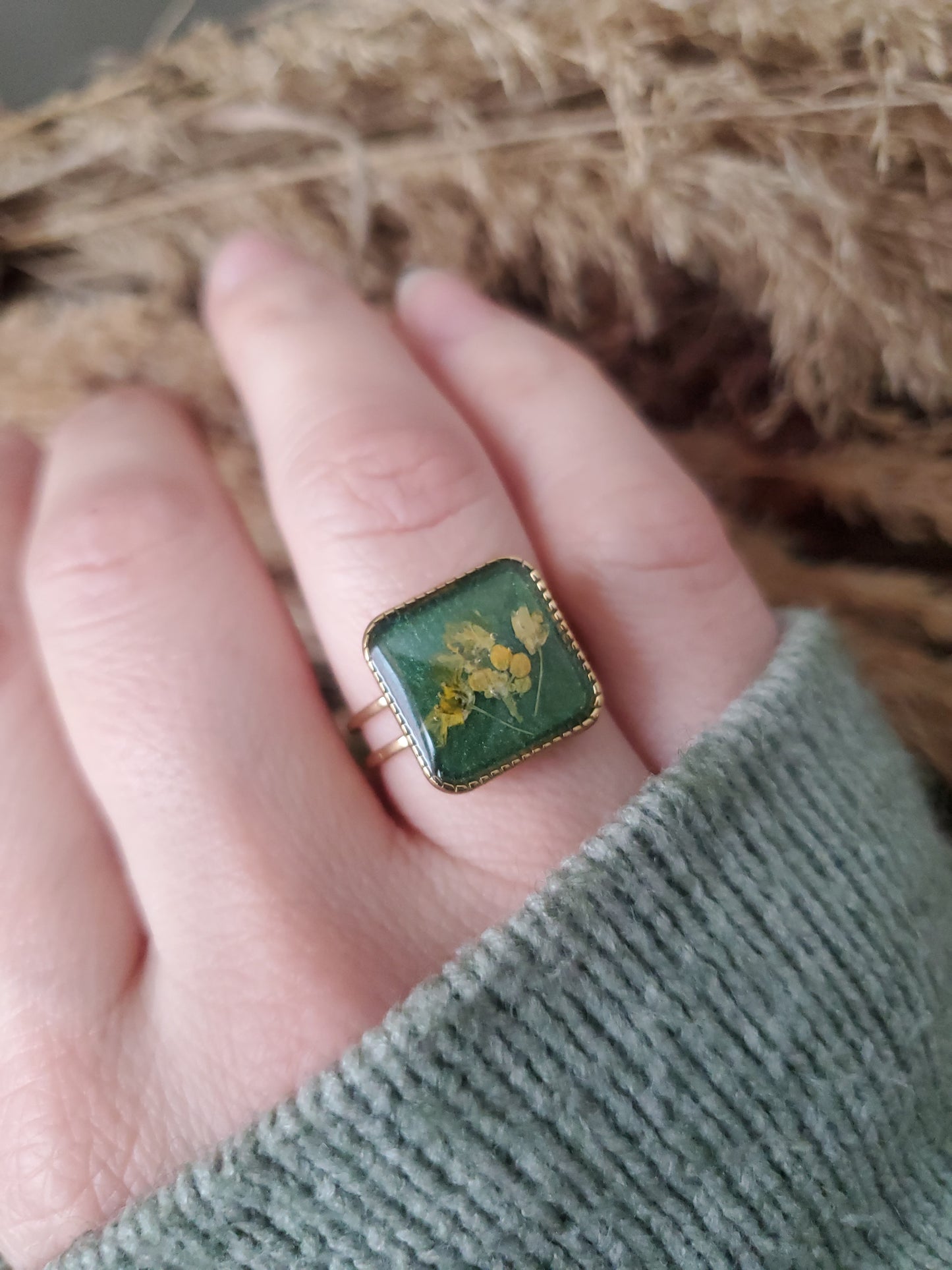 Bague Carrée Turquoise foncé