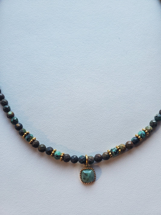 Pendentif Turquoise Africaine et Émeraude