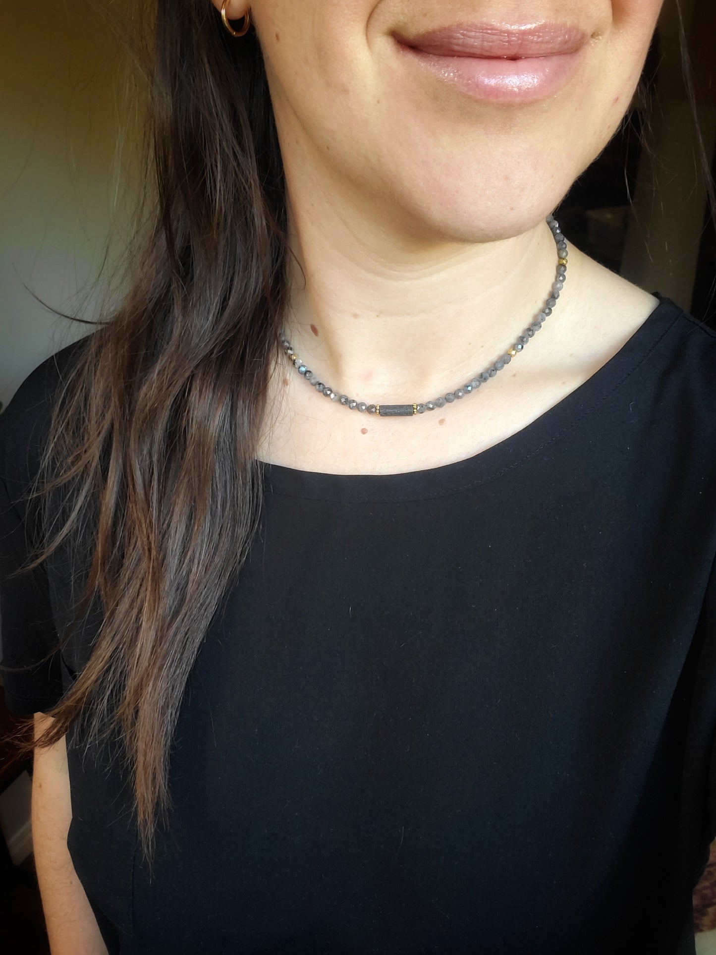 Pendentif Pierre Volcanique et Labradorite