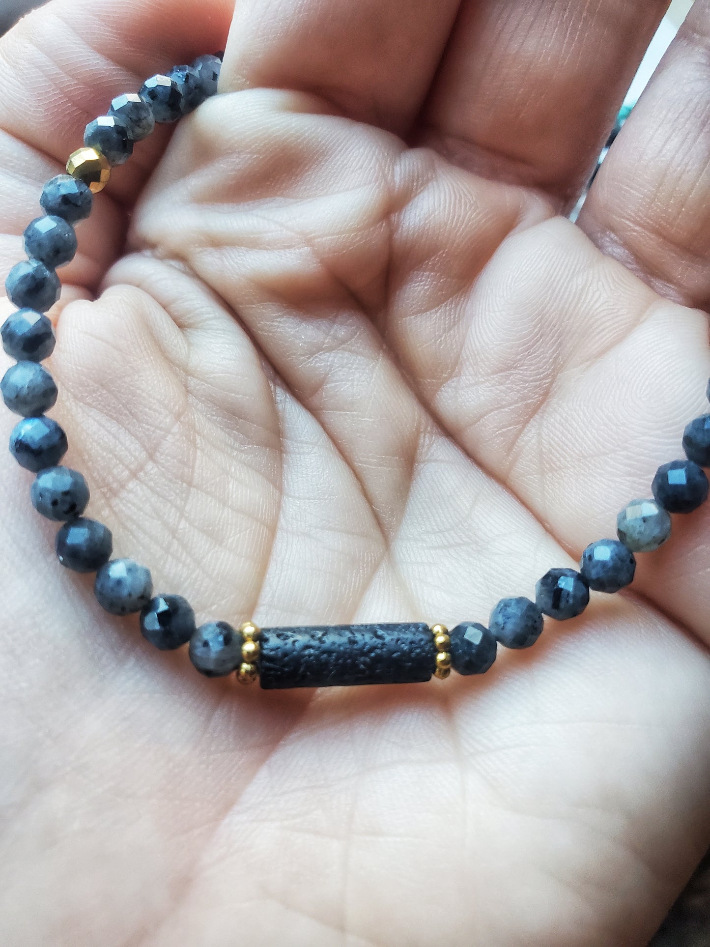 Pendentif Pierre Volcanique et Labradorite