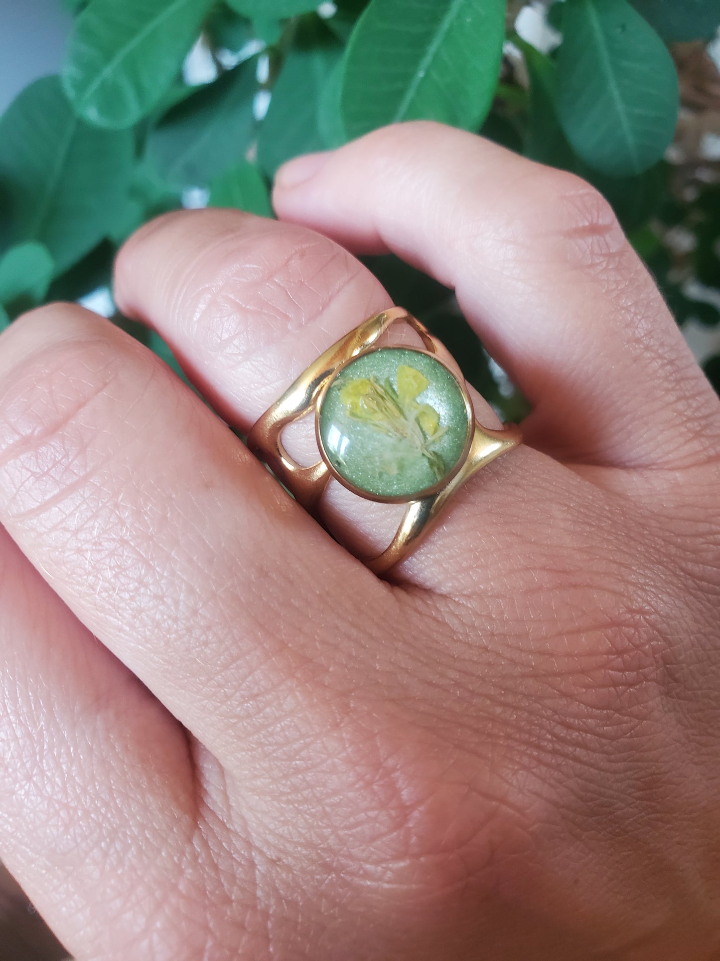 Bague botanique large Vert pistache