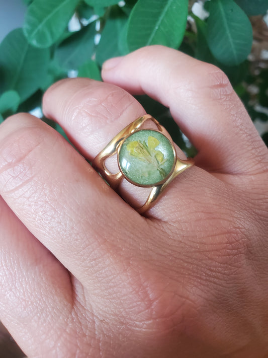 Bague botanique large Vert pistache