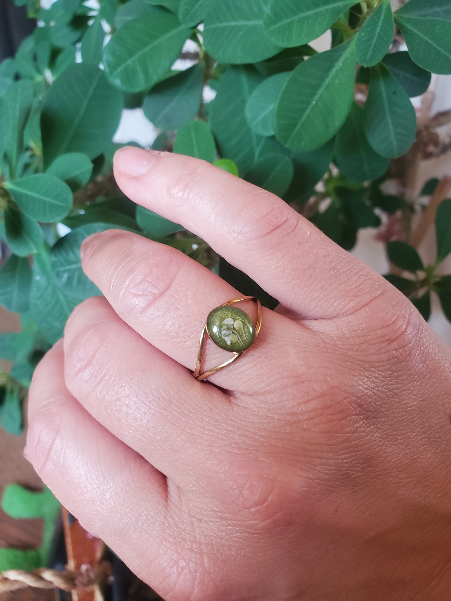 Bague vert Olive