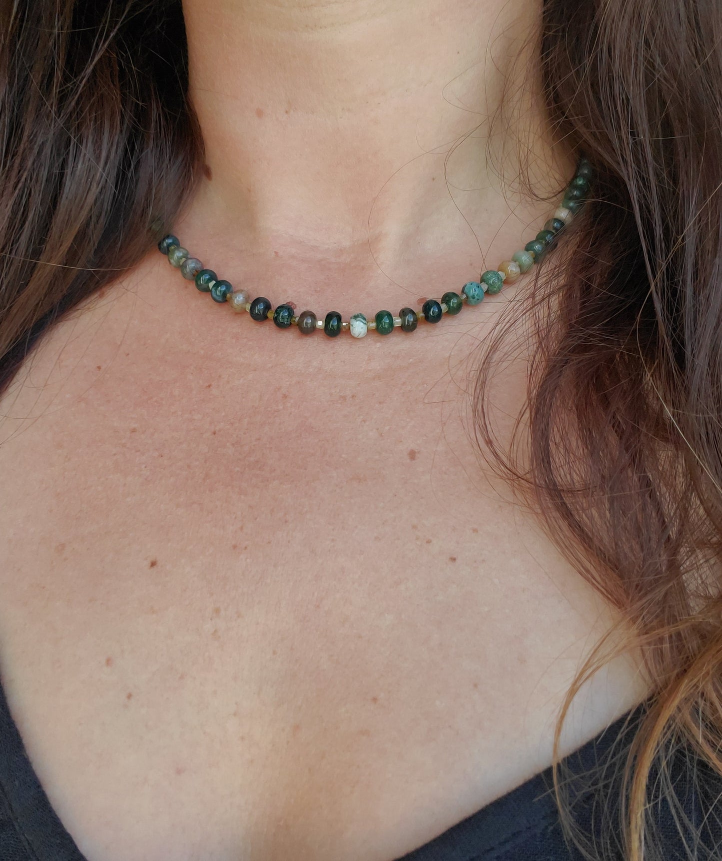 Collier Agate et Grenat vert