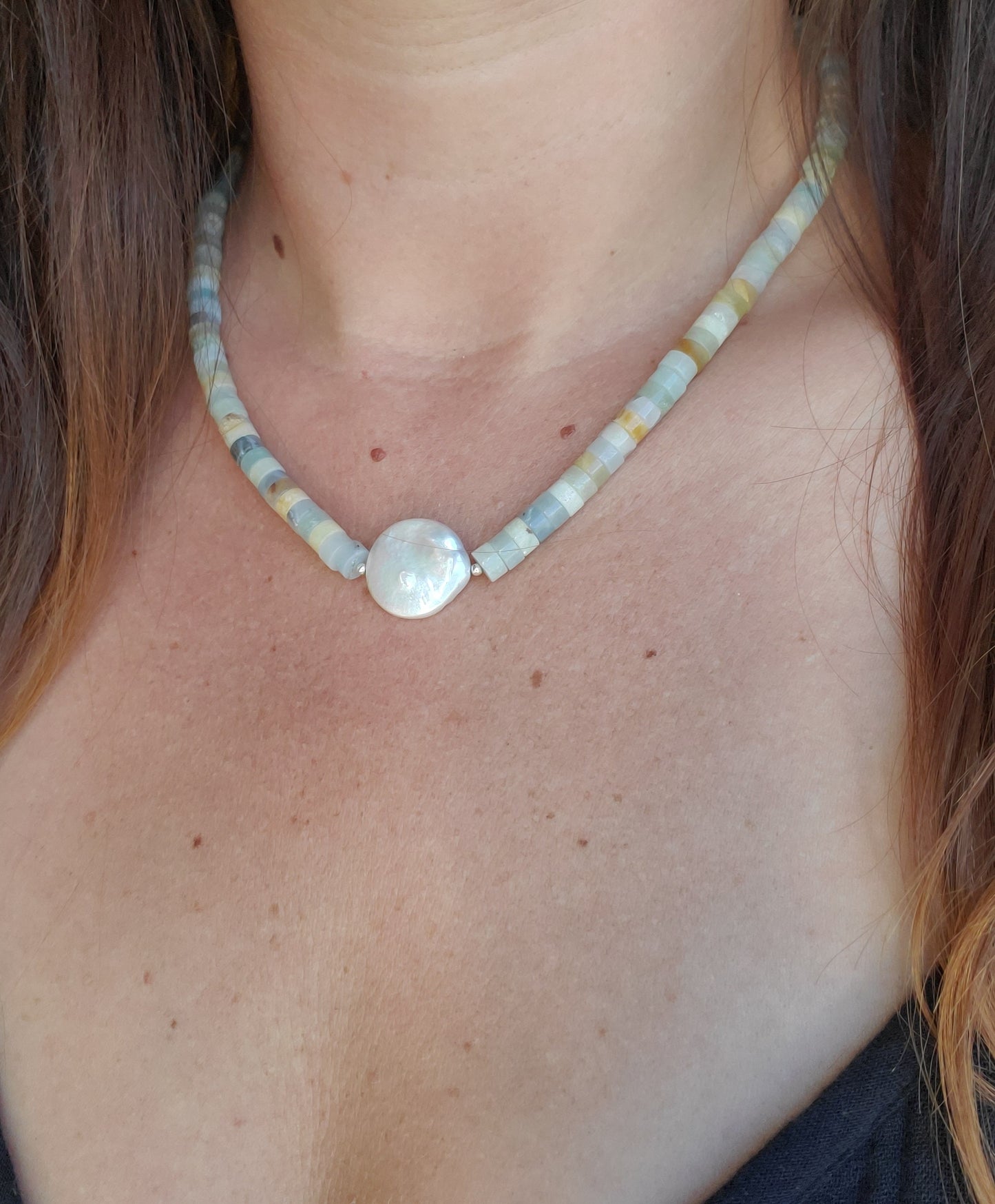 Collier Amazonite et perle baroque