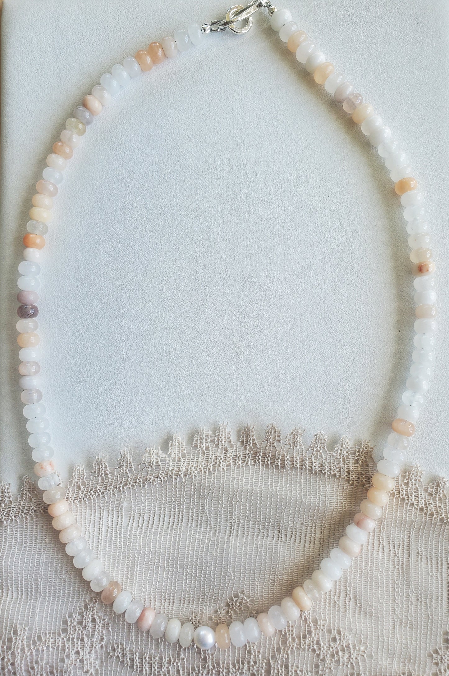 Collier Aventurine rose et perle
