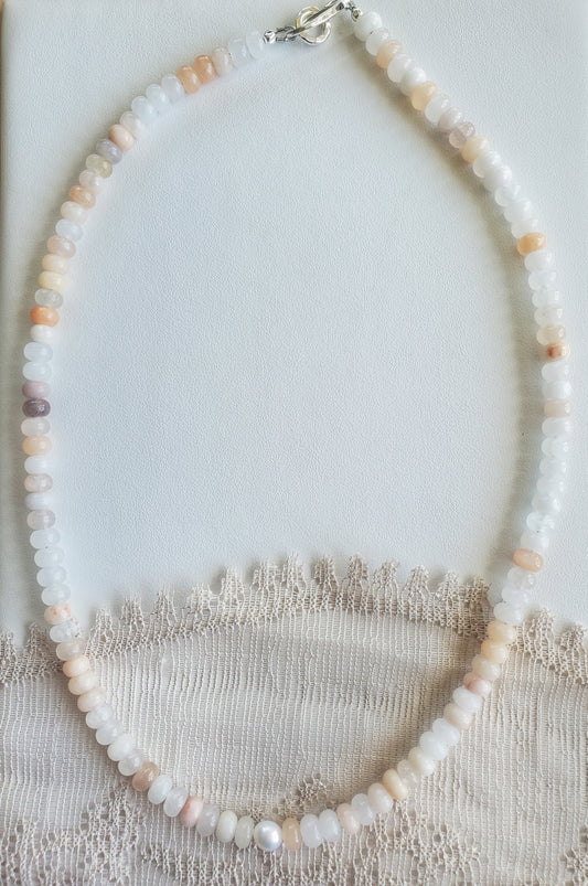 Collier Aventurine rose et perle
