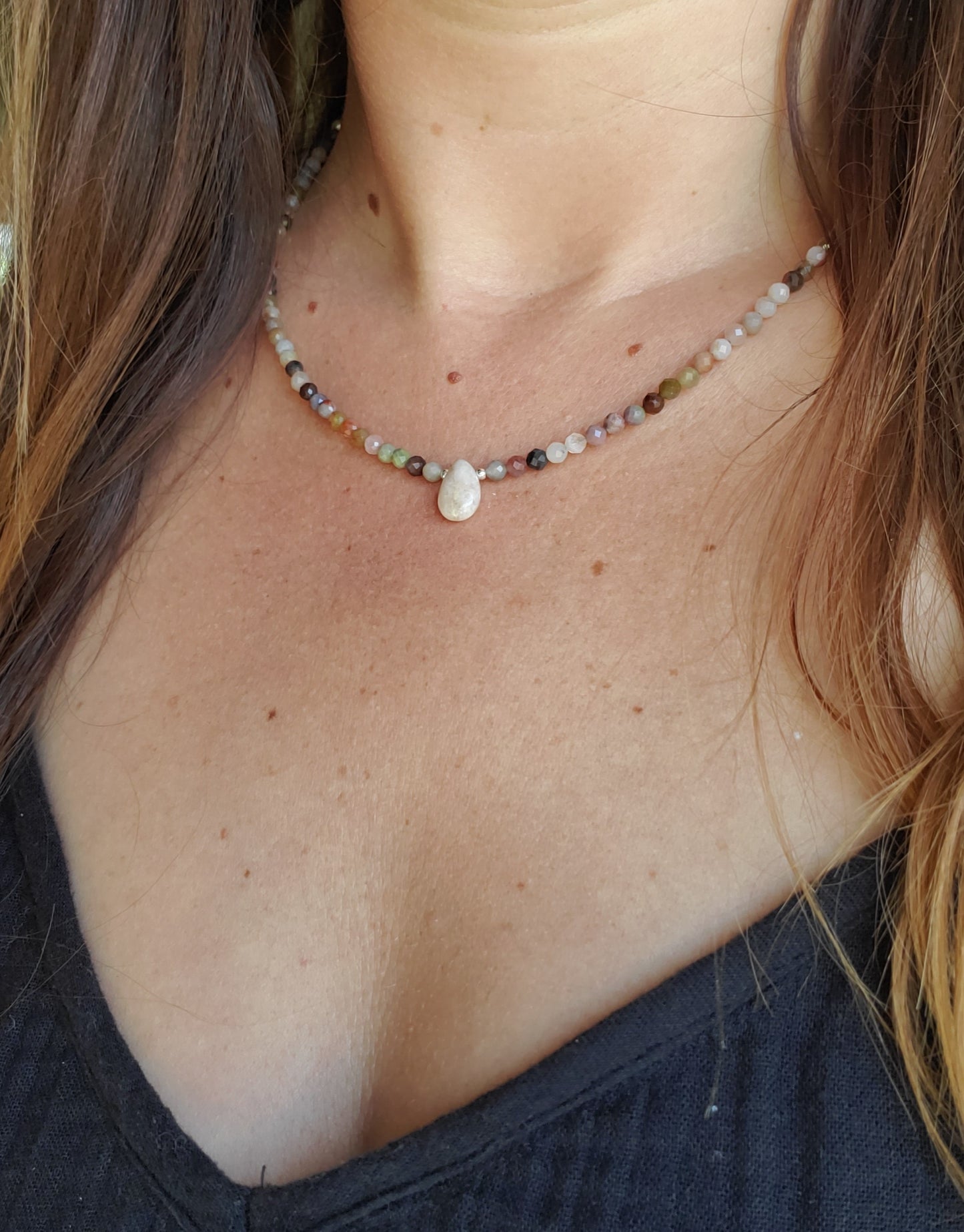 Collier Agate et Pierre de Lune