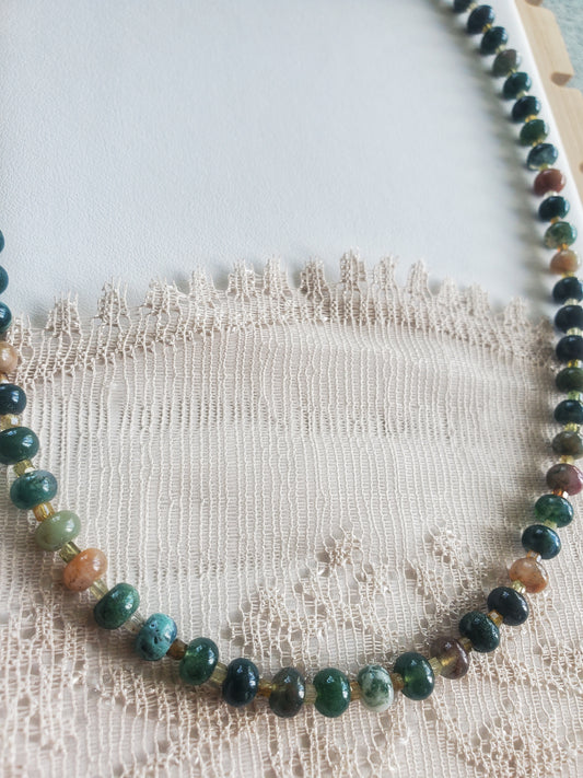 Collier Agate et Grenat vert